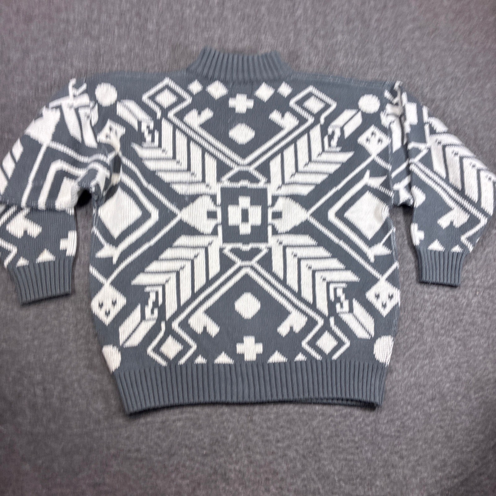 Limited Express Sweater Womens Medium Gray White Geometric 1987 Collection