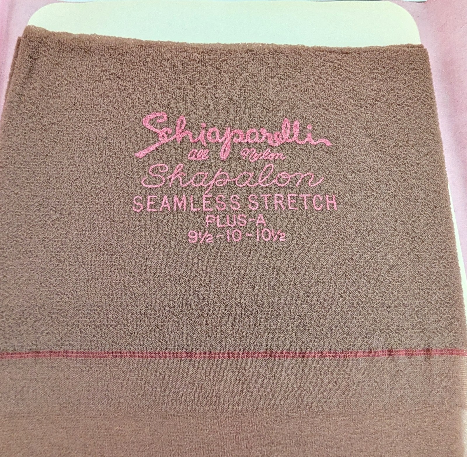 Vintage Schiaparelli Shapalon Seamless Stretch Thigh High 9 1/2-10 1/2 Nylon