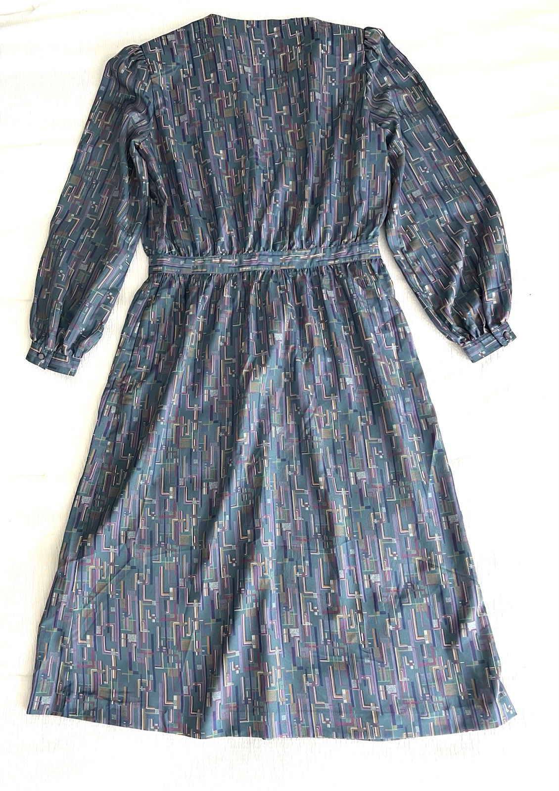 Vintage 80s Silksensible Tea Dress Size 14 Shoulder Pads Retro Cottagecore EUC