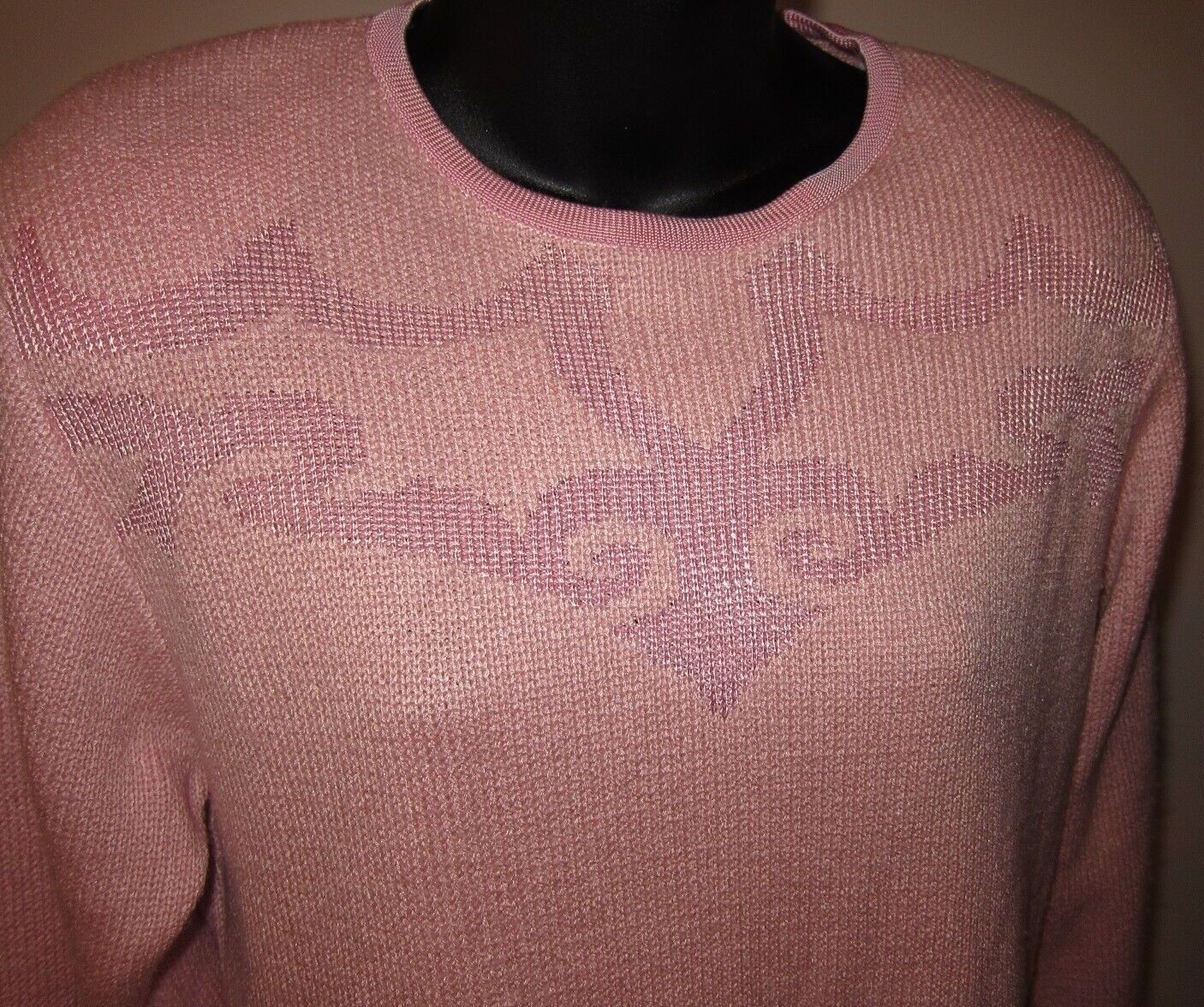 Vivanti Pink Tones Vtg 1980s Jewel Neckline Pullover Sz 14 Sweater Made in USA