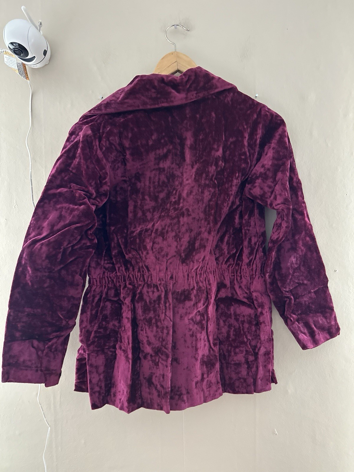 VTG Velvet Jacket S/M Handmade Pockets Zip Up Collared Purple Academia Y2K