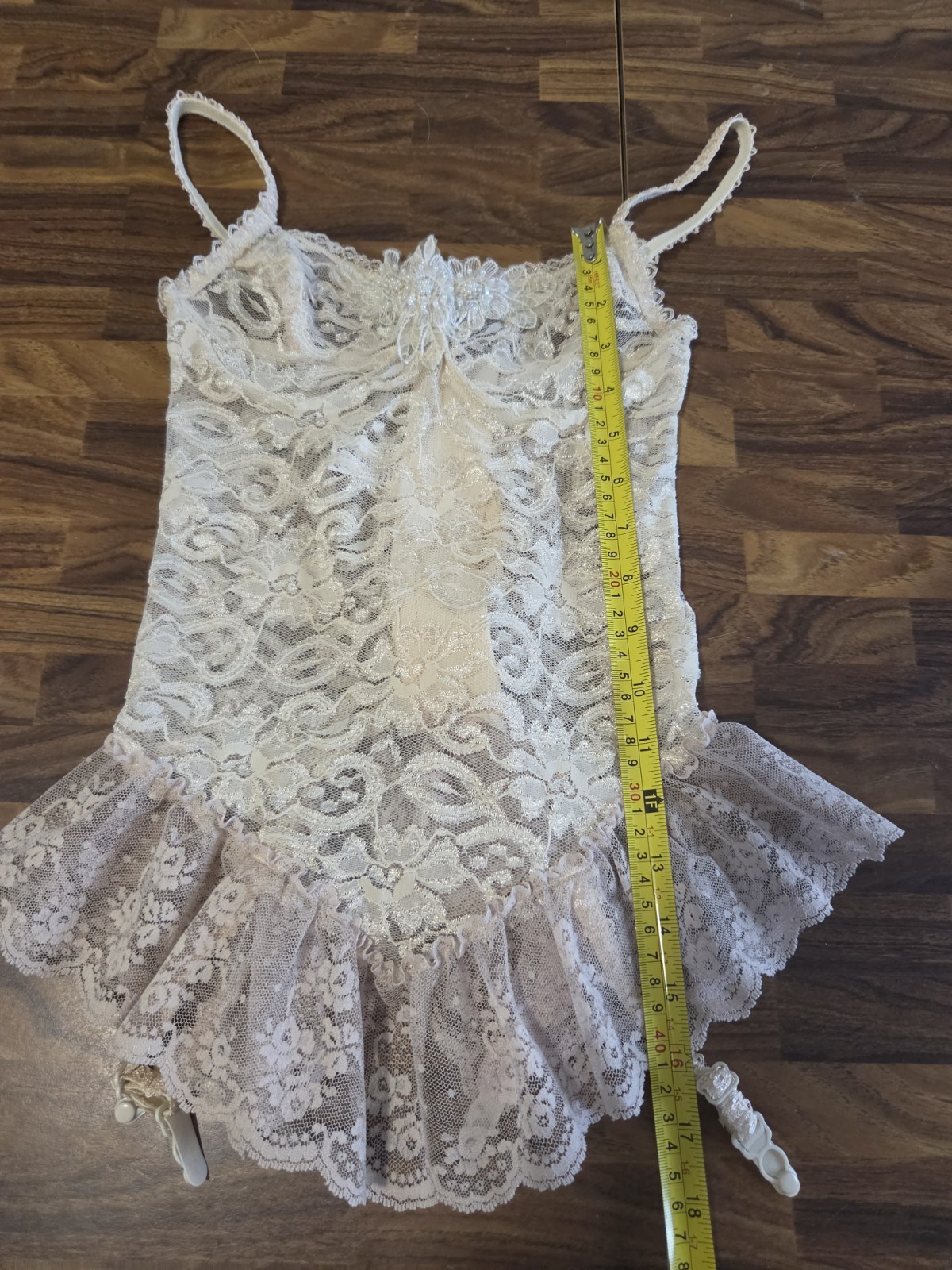 Vtg Petra Fashions SM Cottagecore CORSETTED LINGERIE IVORY GARTER ROBE SEXY