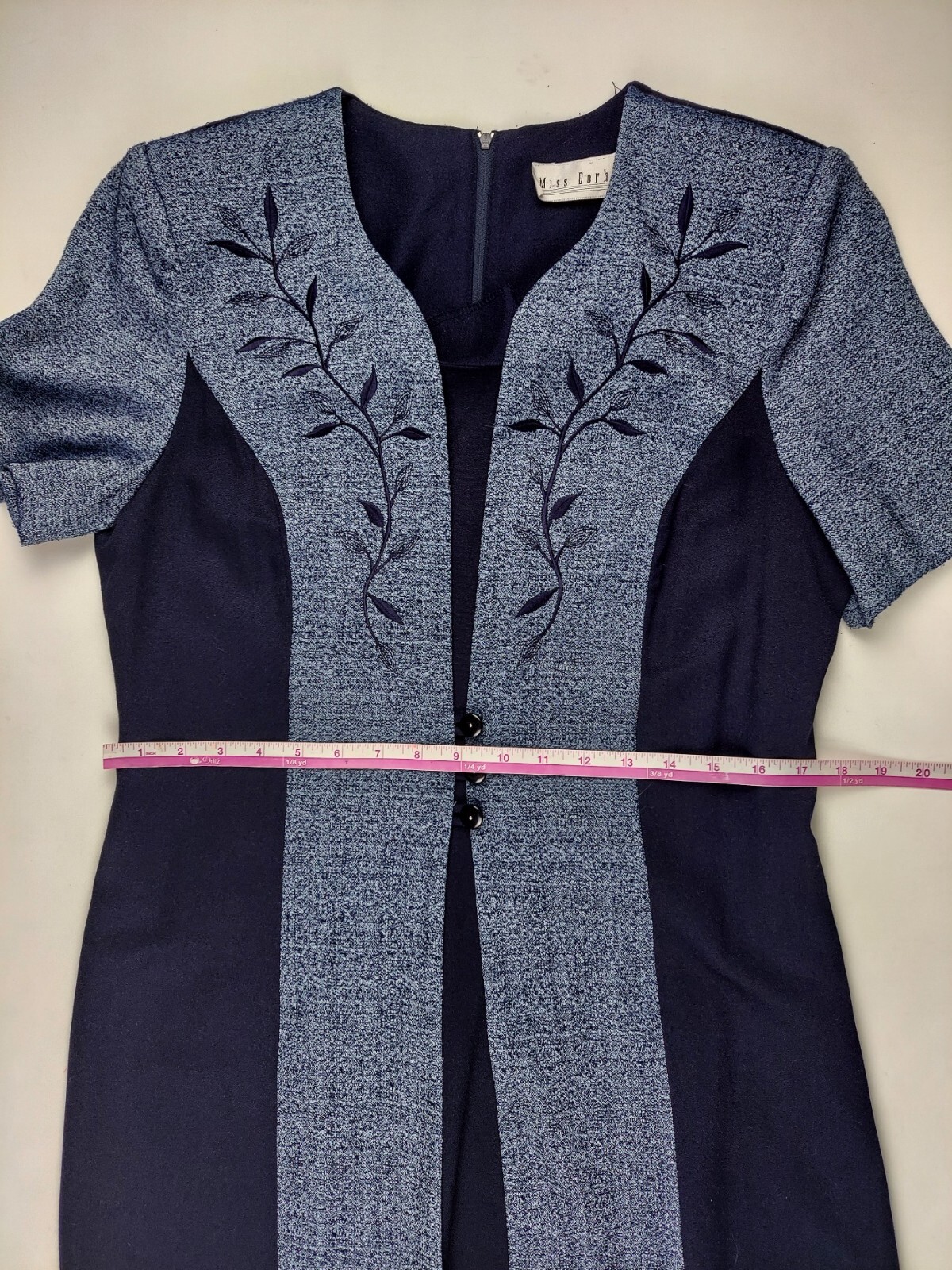80s 90s vintage navy blue large dress Miss Dorby pencil dress office style 12