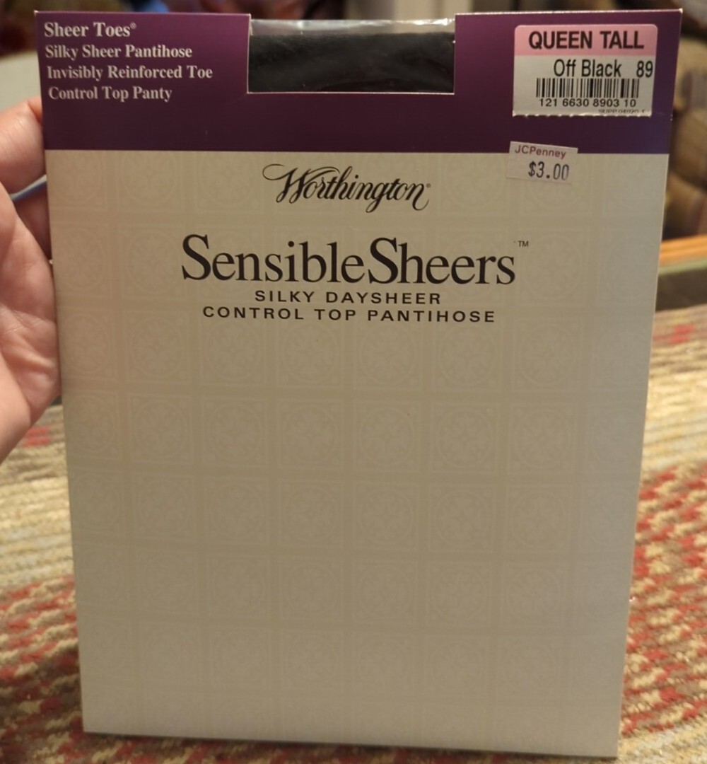 New Worthington Sensible Sheers Invisibly Toe Control Top Queen Tall Off Black