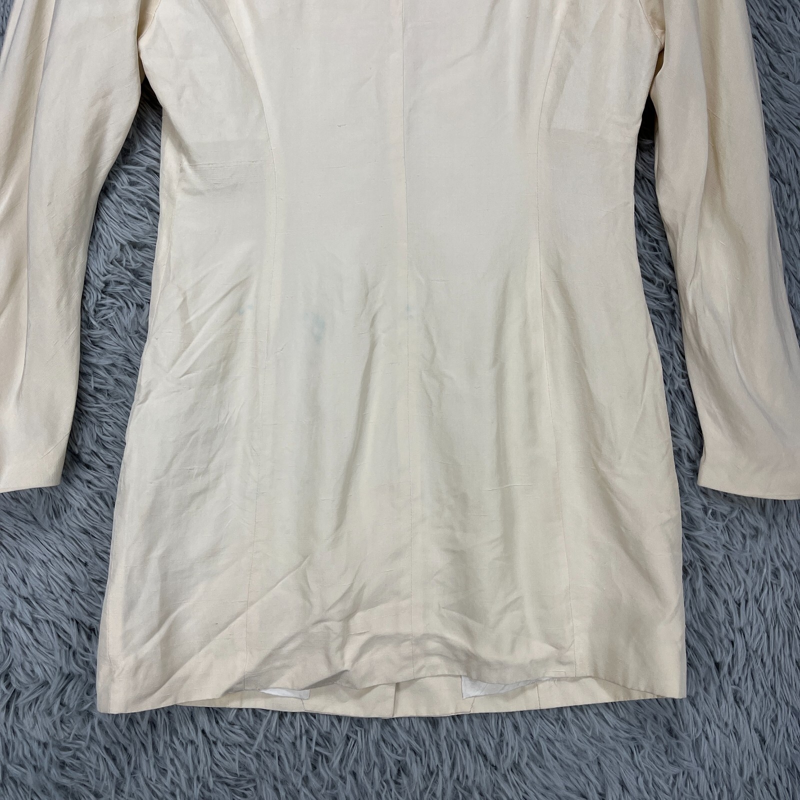 Vintage Ellen Tracy Silk Jacket Women’s 6 Ivory 80’s Retro Luxury Mid-Length