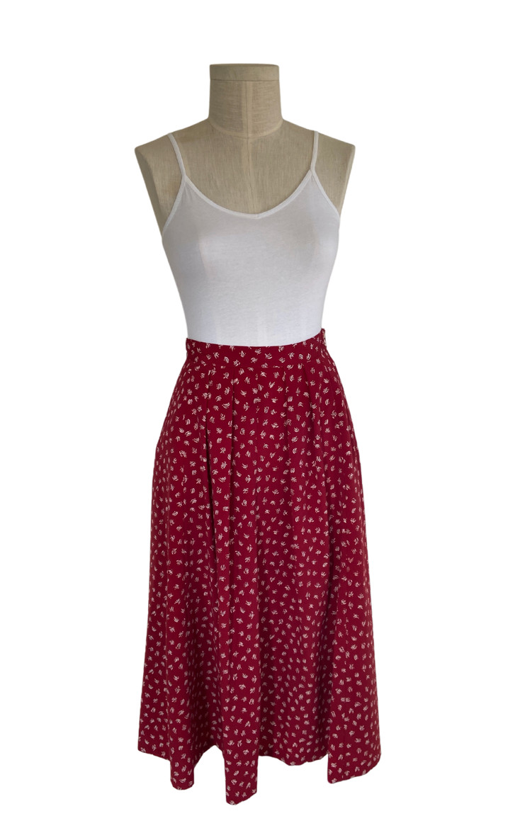 Vintage 1990s Cherry Red crepe bias cut Liz Claiborne Collection Bias cut skirt