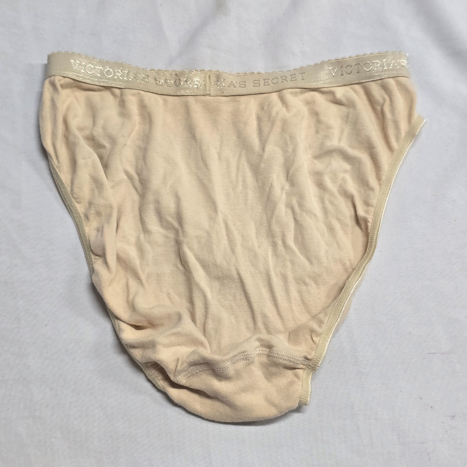 Y2K Victoria’s Secret vintage cotton high Leg brief panties L Taupe 2003 READ