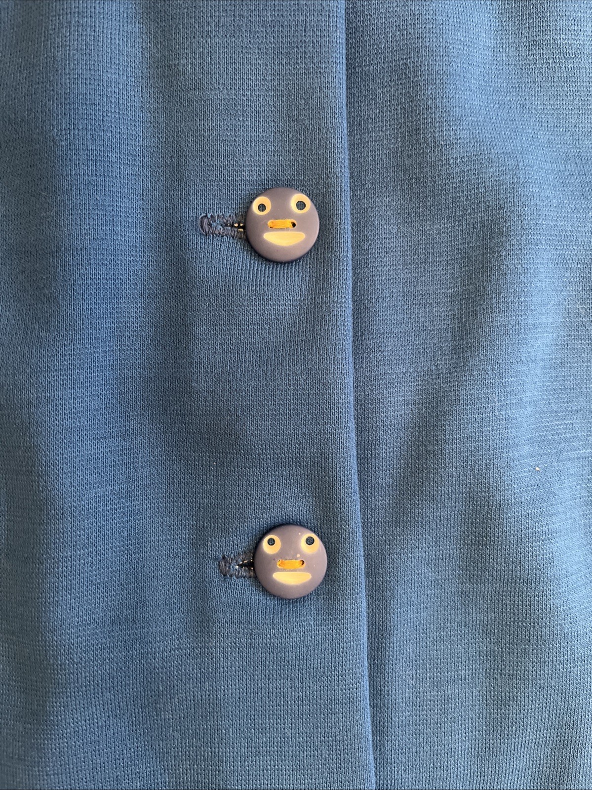 Vintage Plus Size Long Skirt Size 38 Blue & Yellow, w/ Smily Face Buttons
