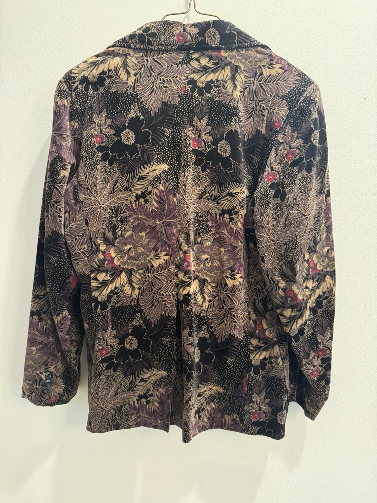 VTG 1980s Velvet Blazer Pockets Floral Normcore Secretary Dark Academia Goth