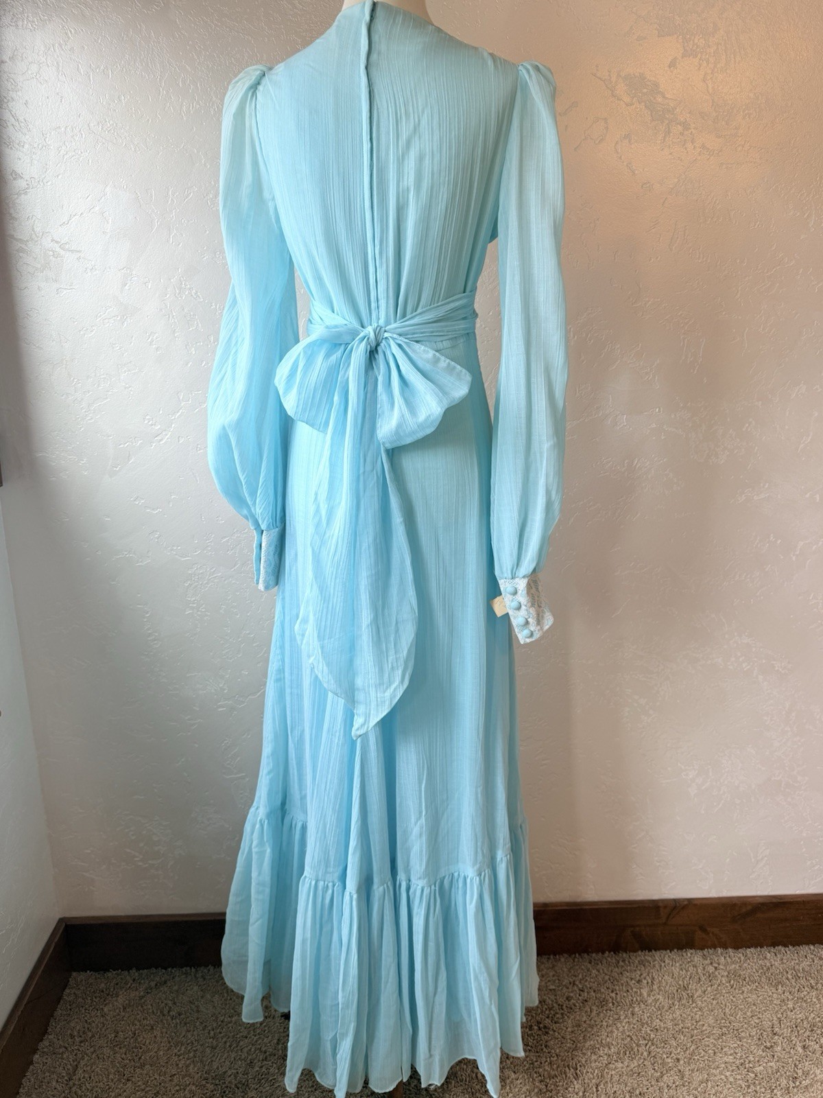 Vintage 1970s Robin’s Egg Blue Prairie Maxi Dress Small Cottagecore Gunne Style