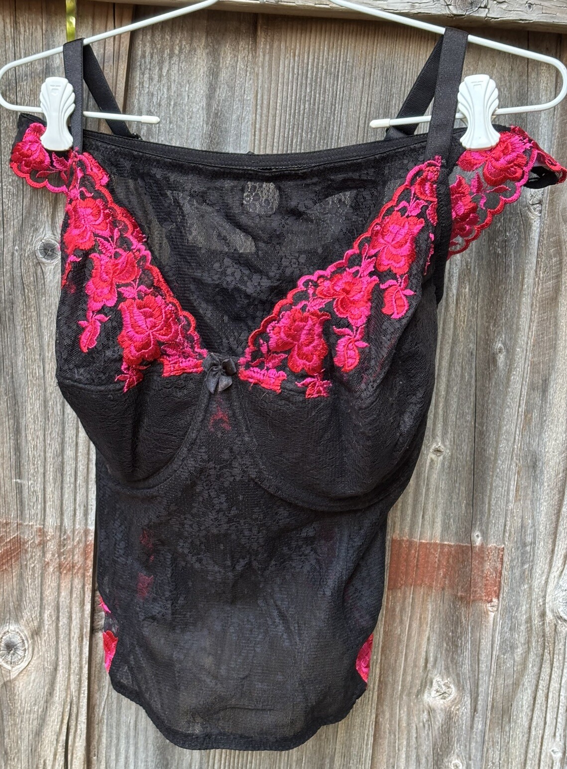 Y2K Vintage Secret Treasures Bustier Black Corset Lingerie Top + Panties 40DD/10