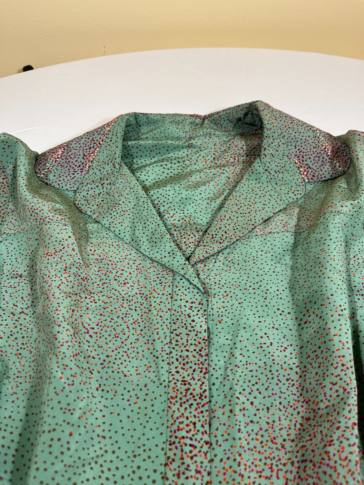 Vintage 70s Italian Como Silk Midi Dress Teal Whimsygoth Abstract Print Size L