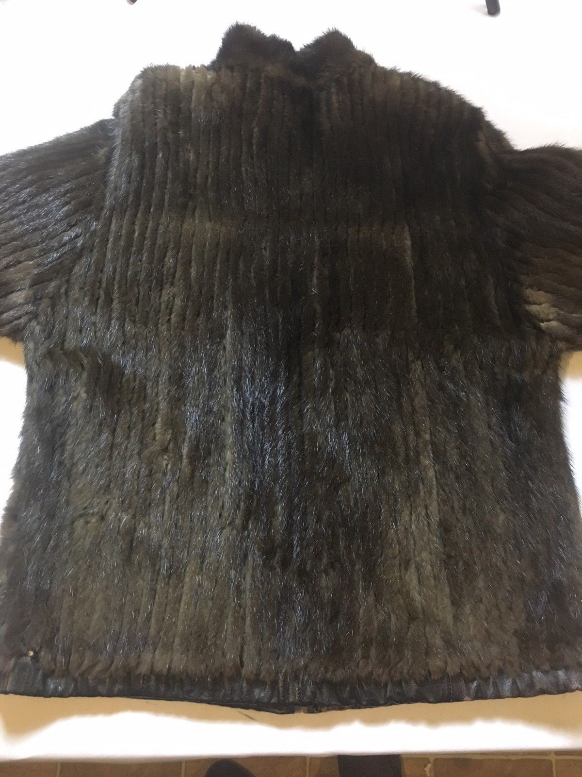 VTG Womens Reversible Mink Coat Jacket Chocolate Brown Distressed Look M Medium