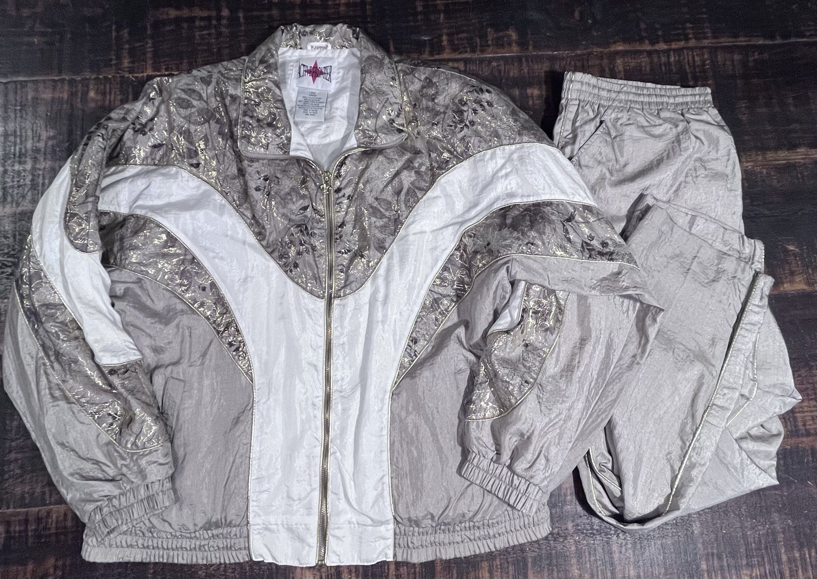 VTG Active Frontier Windbreaker Jacket & Pant Set Metallic Gold Made Russia LG