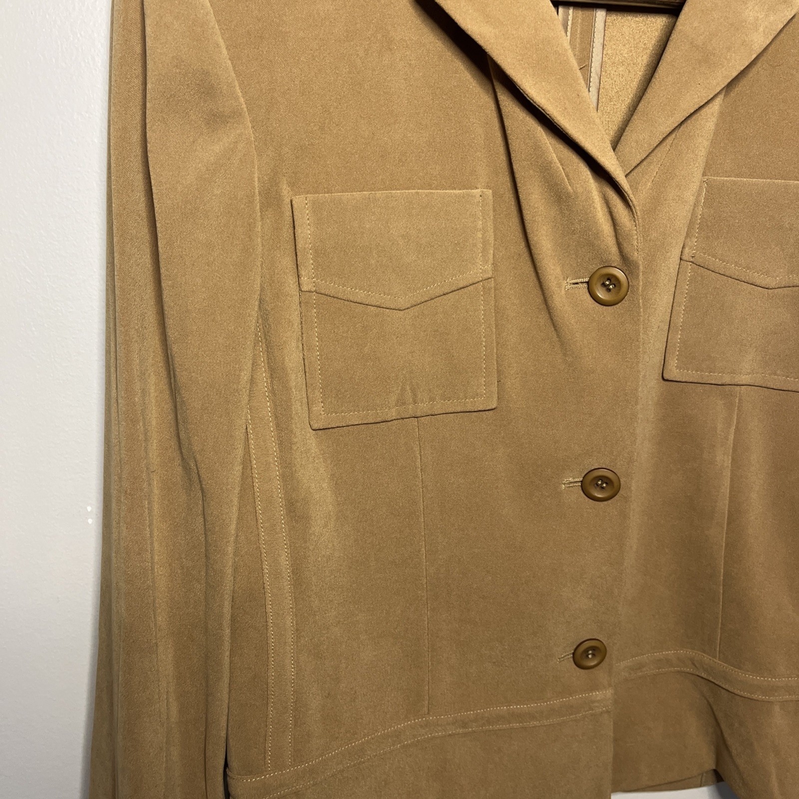 Vintage New Harve Bernard Skirt Jacket Suit Set Camel Tan Y2K Career Sz 6/8