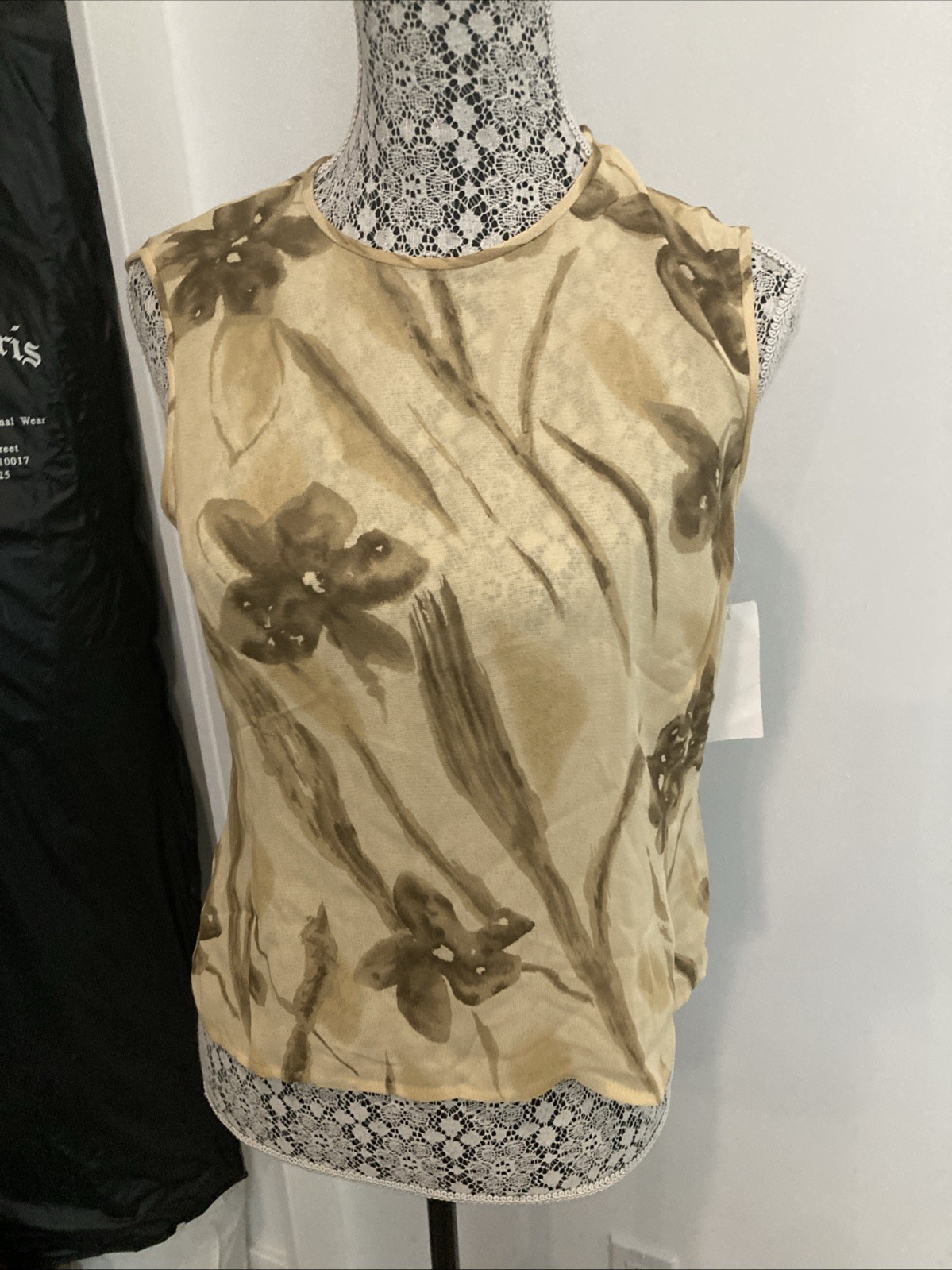 Vintage CARLISLE 100% Silk Sheer Top Yellow Gold Sz 6 NWT