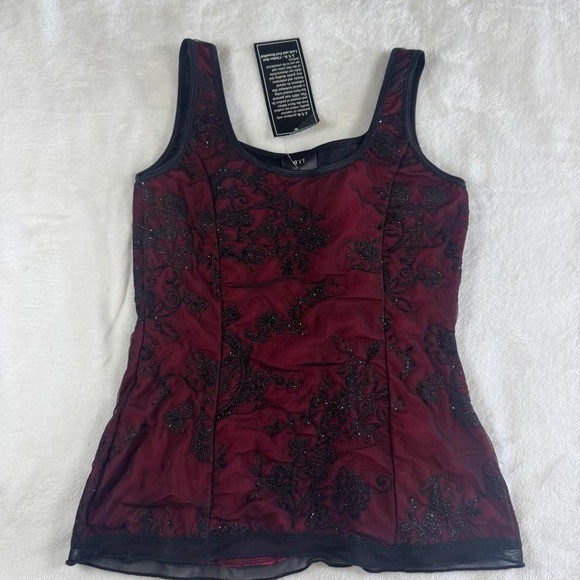 NWT JTB red black glitter lace corset tank top y2k vintage fairy goth grunge emo