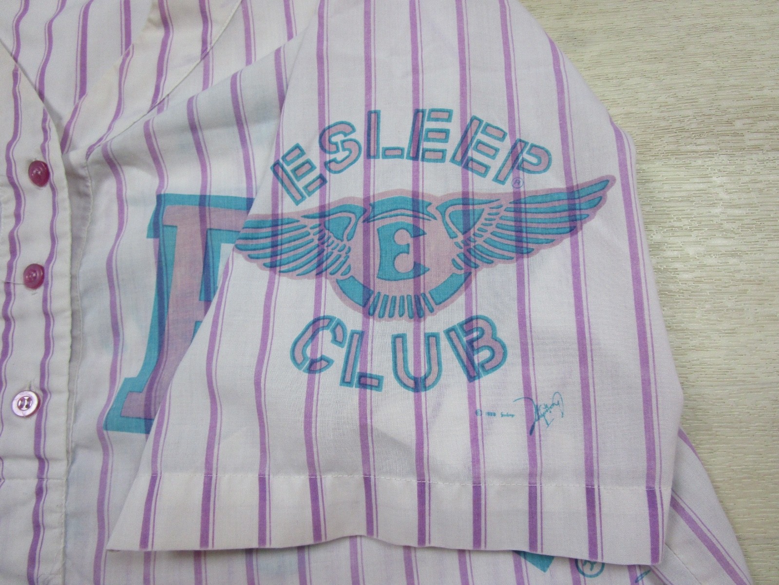 Vintage 80s ESLEEP Nightgown Striped Baseball Ballpark Nightgown 1988