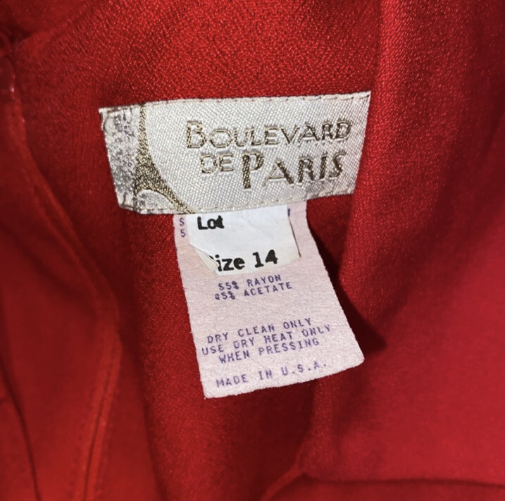 Vintage! Boulevard DE Paris Red Collared Halter Dress Size 14