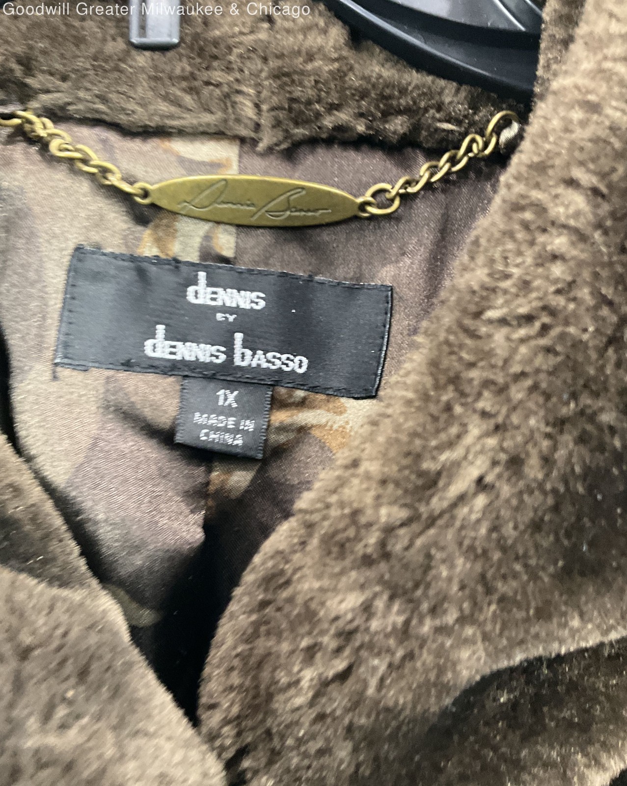 VNTG Dennis by Dennis Basso Brown Faux Fur Zip Coat Women’s SZ 1X