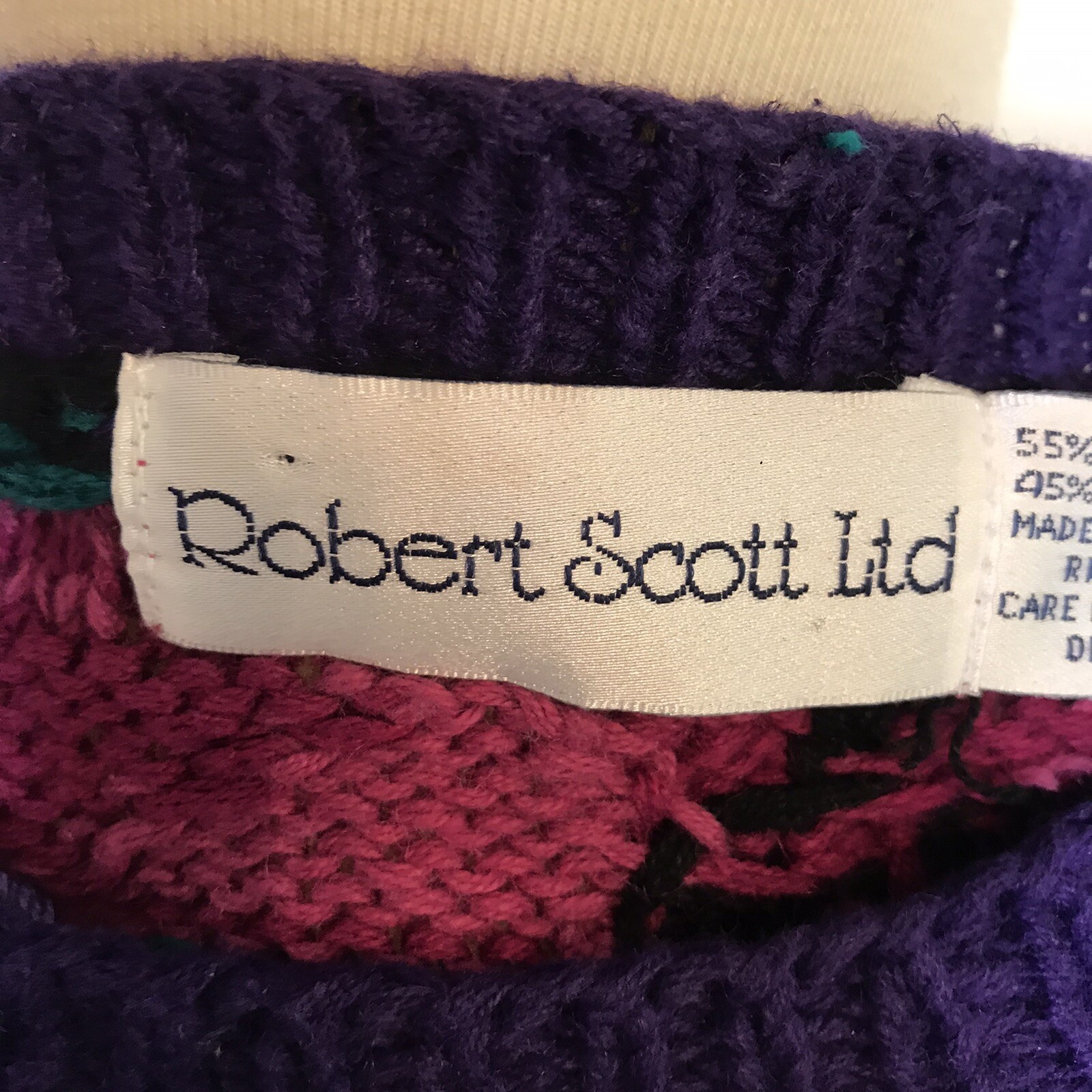 Vintage Robert Scott Ltd. Sweater Multicolor Fairy Kei Kawaii Ramie Cotton L