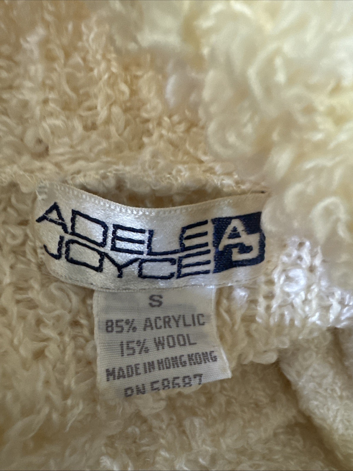 Vtg 80s Adele Joyce White Chenille Boucle Chunky Knit Cardigan Sweater Sz S 90s