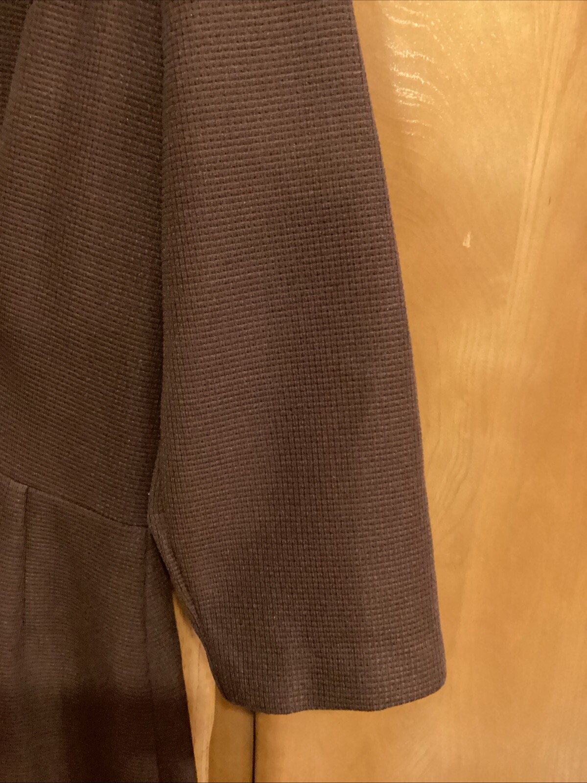 1970s Women’s Handmade Dress Sz S Brown Polyester A-Line Wide Collar Midi