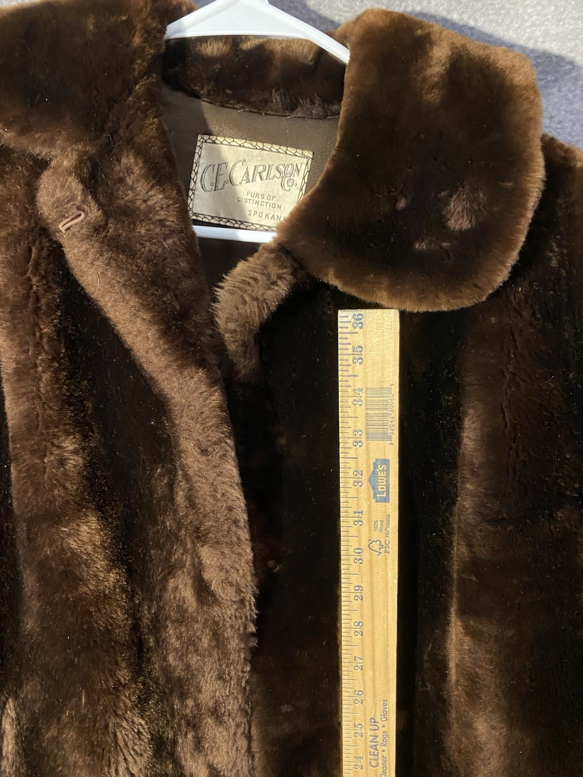 Vintage C.E. Carlson Co Spokane Dark Brown Fur Coat Mid-Century Plush