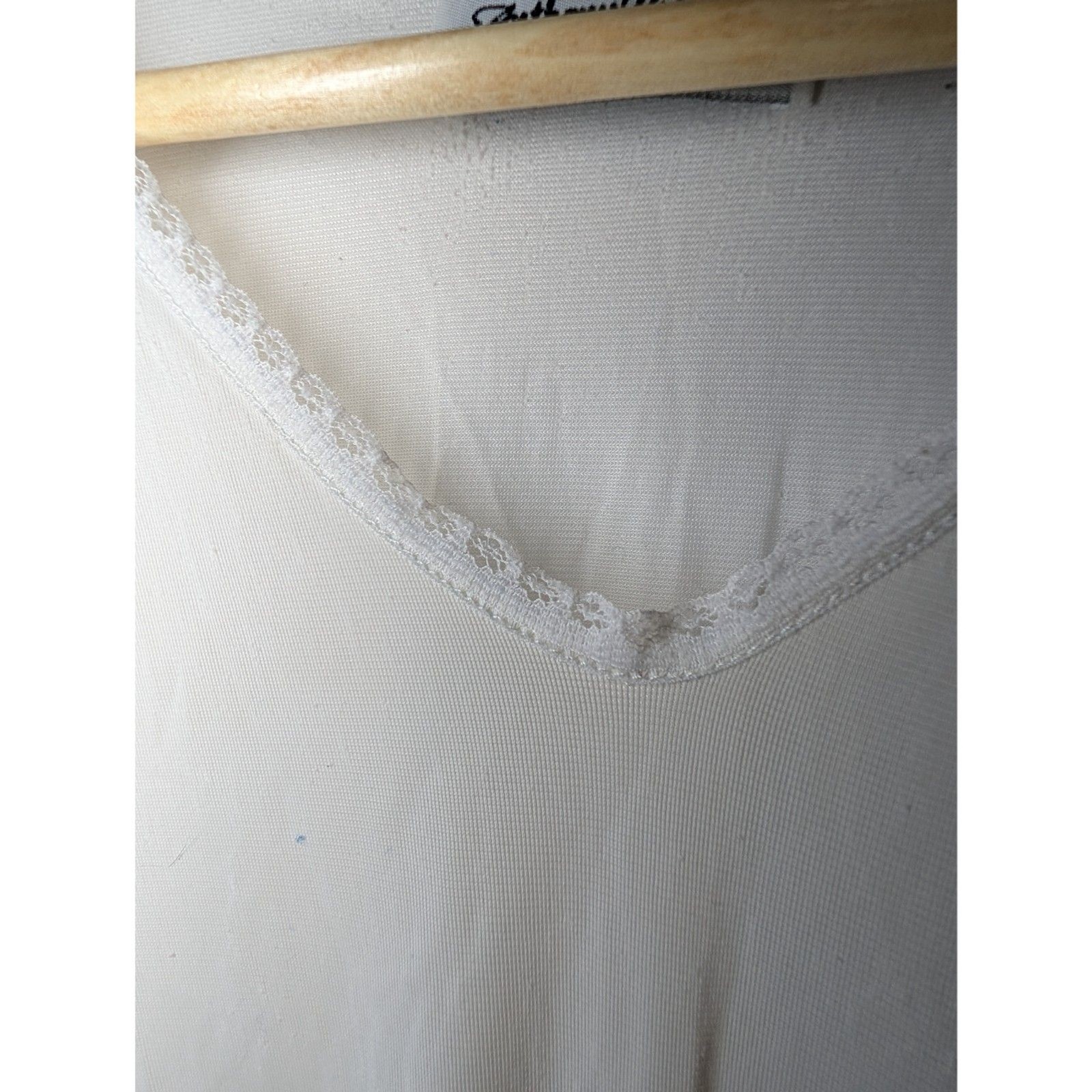 Anthony Richards White Lace Trim Nylon Slip Dress Medium Soft Minimalist