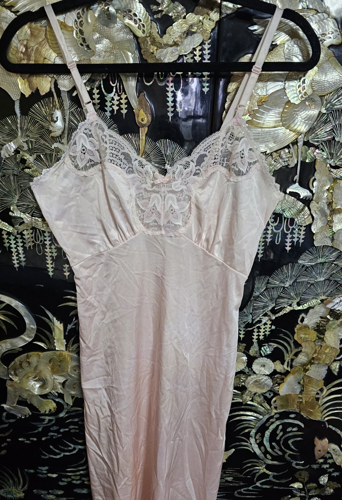 Vintage Ashley Taylor Pink Satin Nylon Lace Camisole USA Small 34 Slip Dress