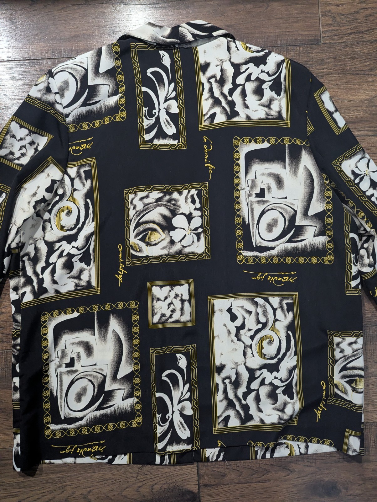 Jonathan Logan Vintage Black White & Gold Unique Abstract Print Blazer Size 3X
