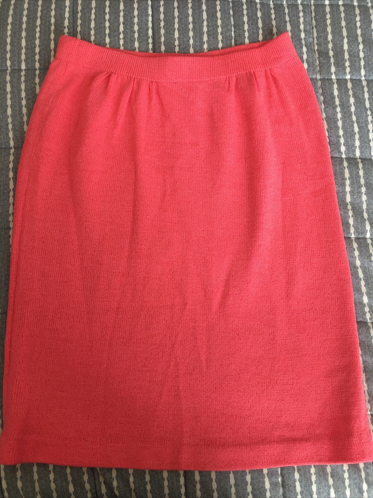 Women’s Sz L ANNE PEDERSEN Pink Knit Wool/Rayon Elastic Waist Pencil Skirt