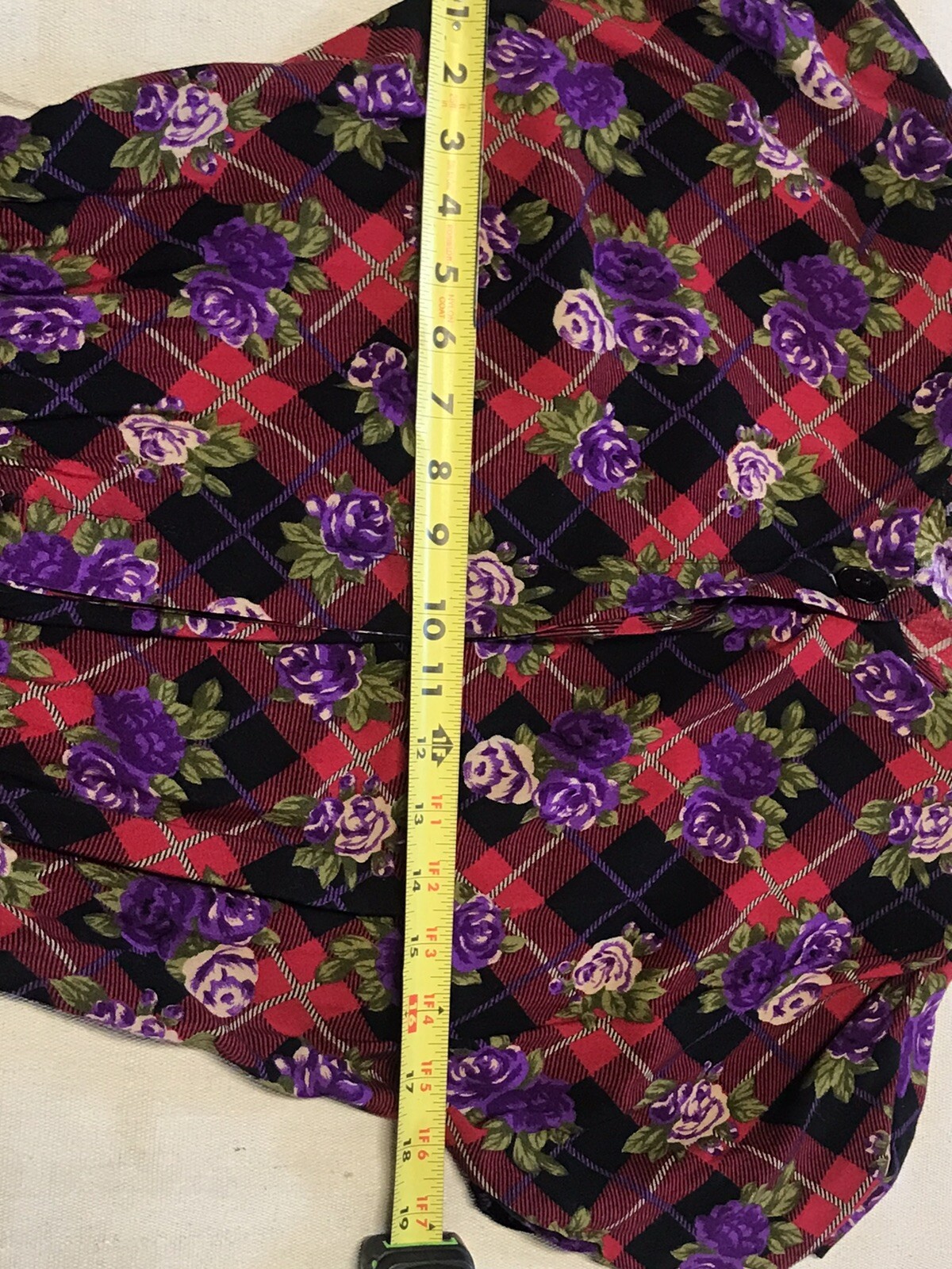 vtg dress rose motif plaid cottagecore boho prairie sz 10 fashion v2629