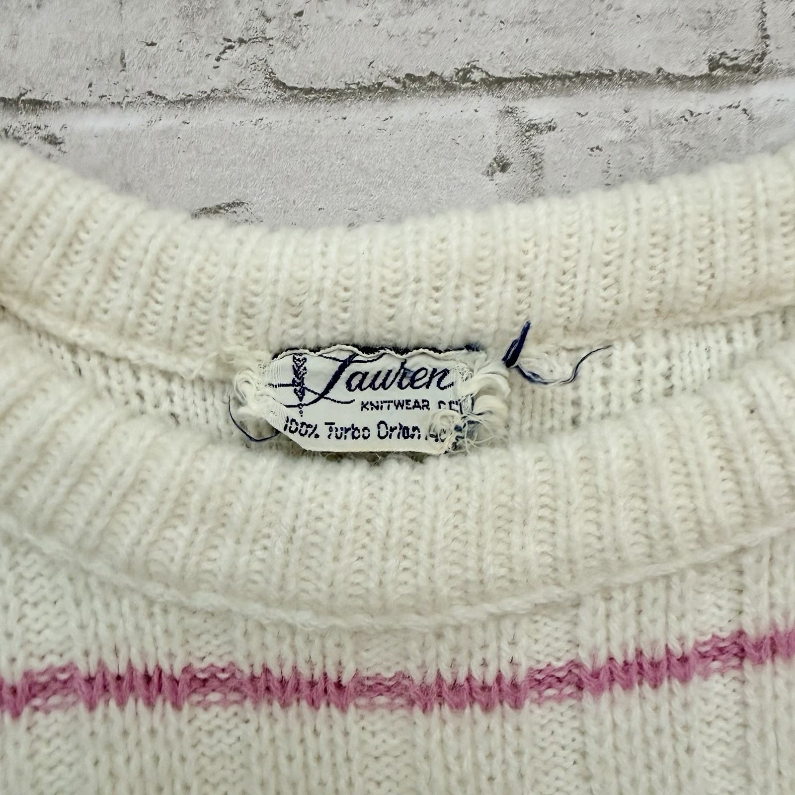 Vintage 1960s Lauren Knitwear Turbo Orlon Purple Striped Short Sleeve Sweater