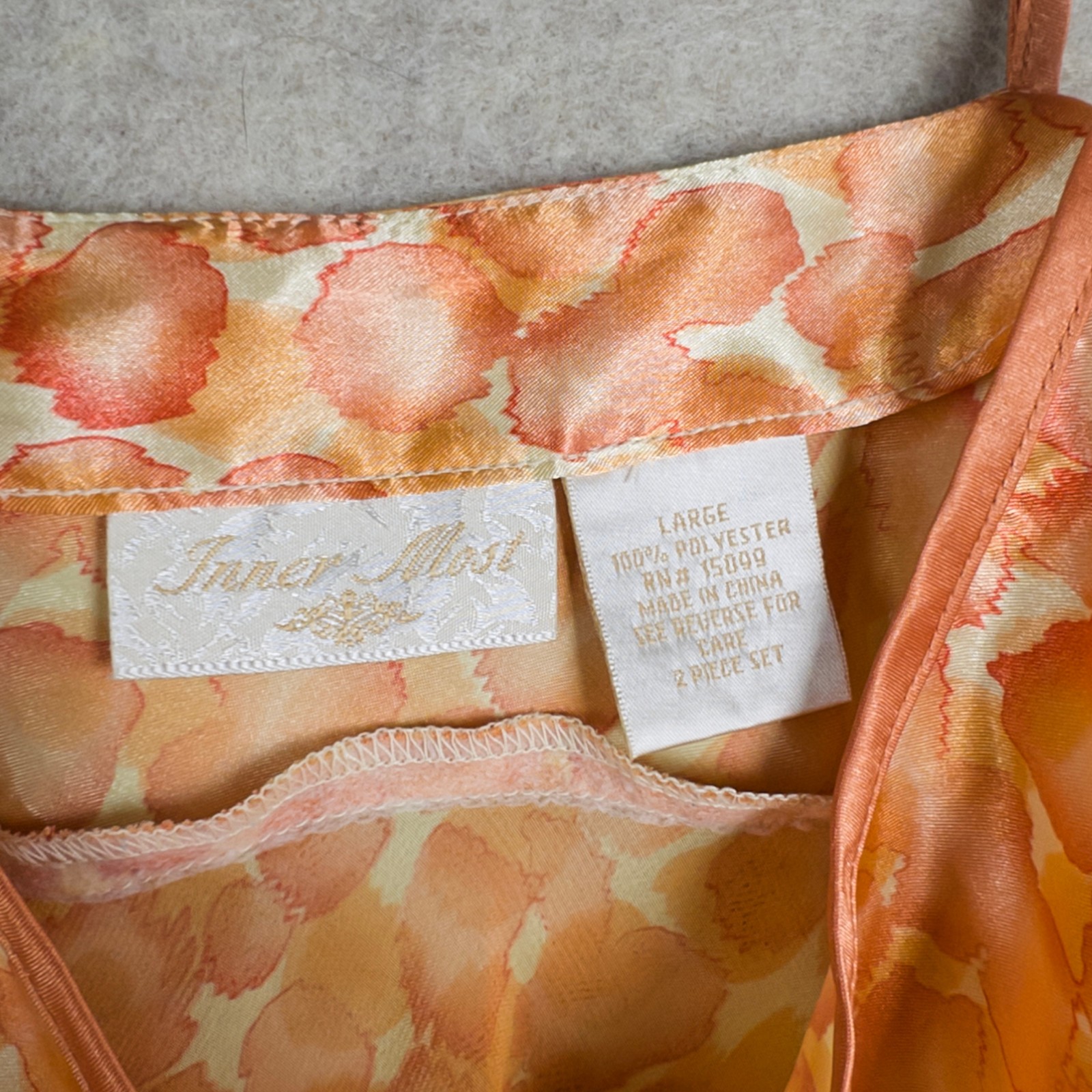 Vintage Inner Most Slip Dress Sz L Orange Polka Dot Babydoll Mini Evening