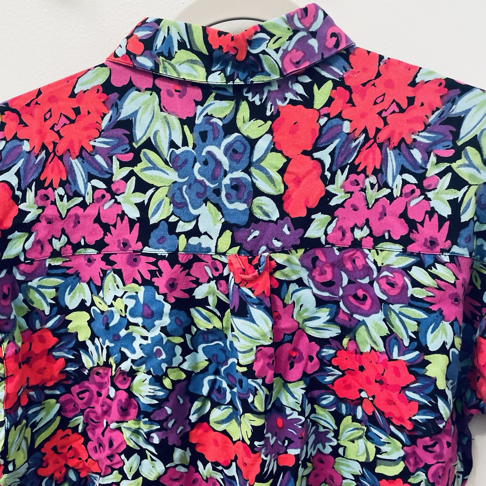 Bonjour Women’s Maximalist Short Sleeve Button Down Floral Colorful Casual Shirt