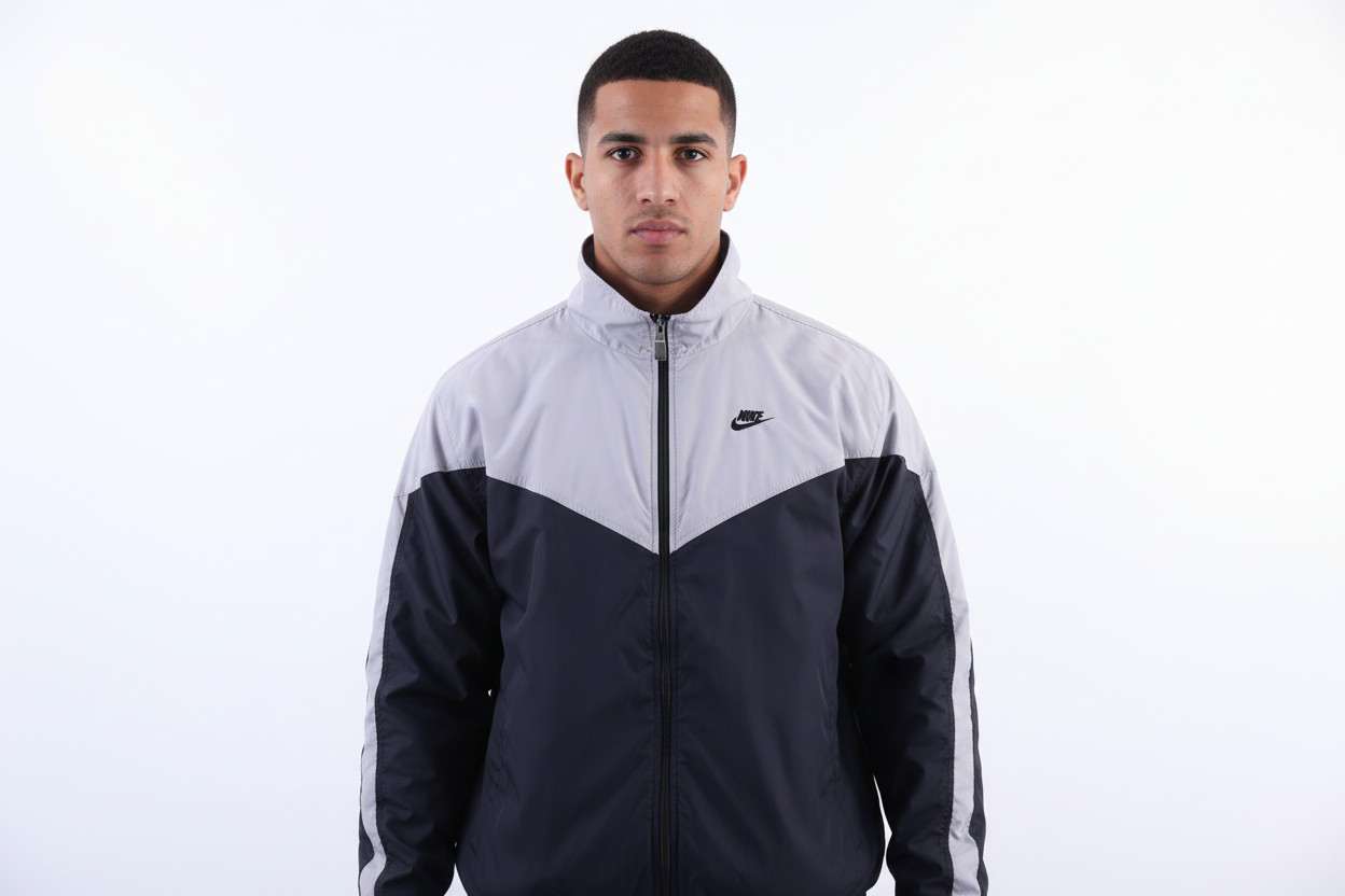 Vintage Nike Embroidered Logo Grey & Black Full Zip Jacket