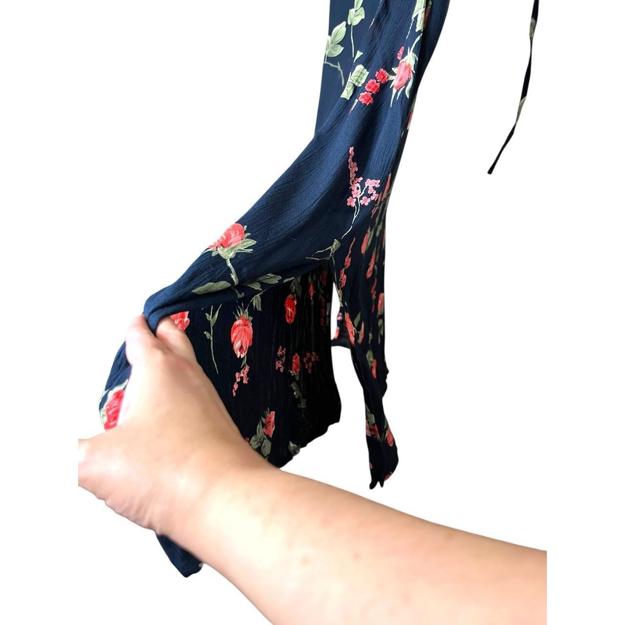 Dress Barn Navy Blue Floral Print Sleeveless Maxi Dress Vintage 90s Size 8