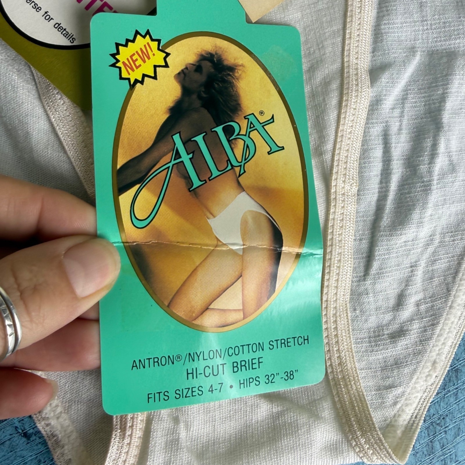 NWT Vtg 80s Alba Nylon/Cotton Lace High French Cut Panties Sz 4-7