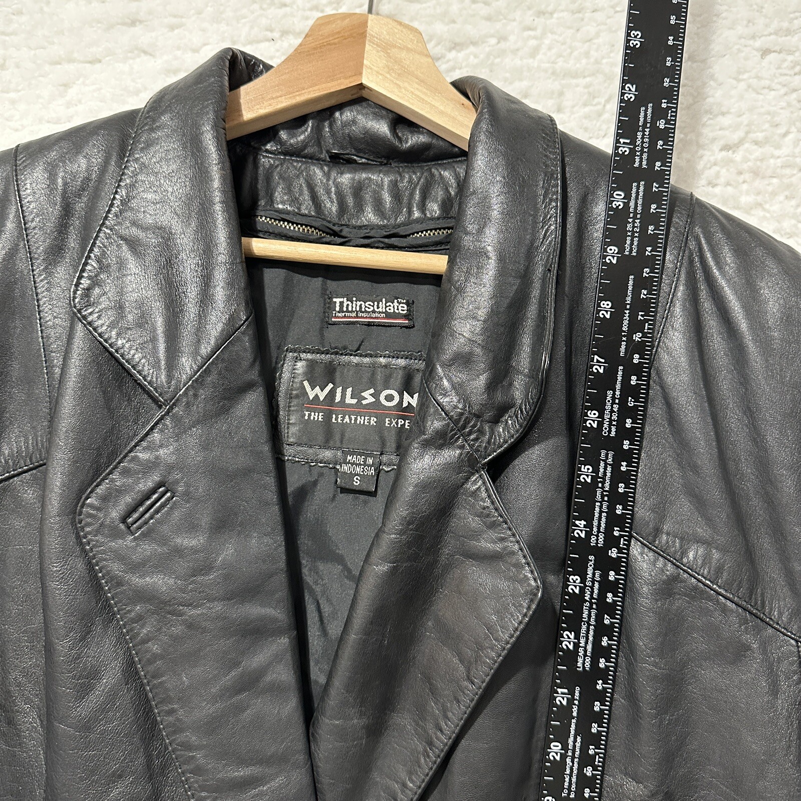 Wilson Vintage Women Thinsulate Lining Removable Black Leather Jacket Size Small