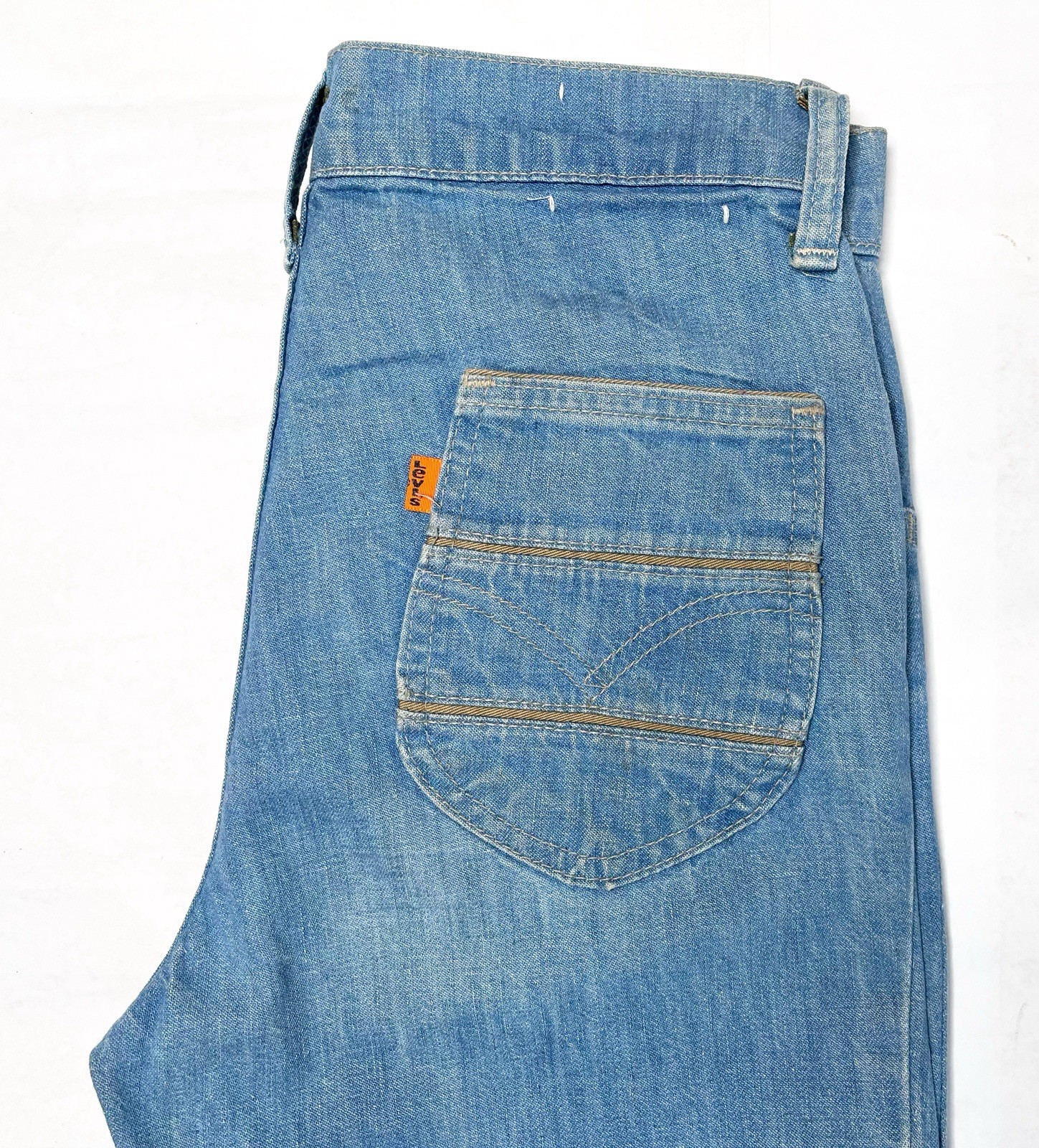 【RARE】Vintage 1978 Levi’s ✤ Fresh Produce Bell Bottom Orange Tab Jeans Fit 27×32
