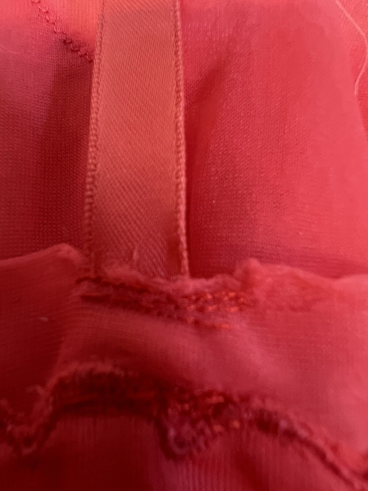 Vtg 50s/60s Luxite Kayser Slip Sz 32 Red/Pink & Lace Nylon Midi Repaired