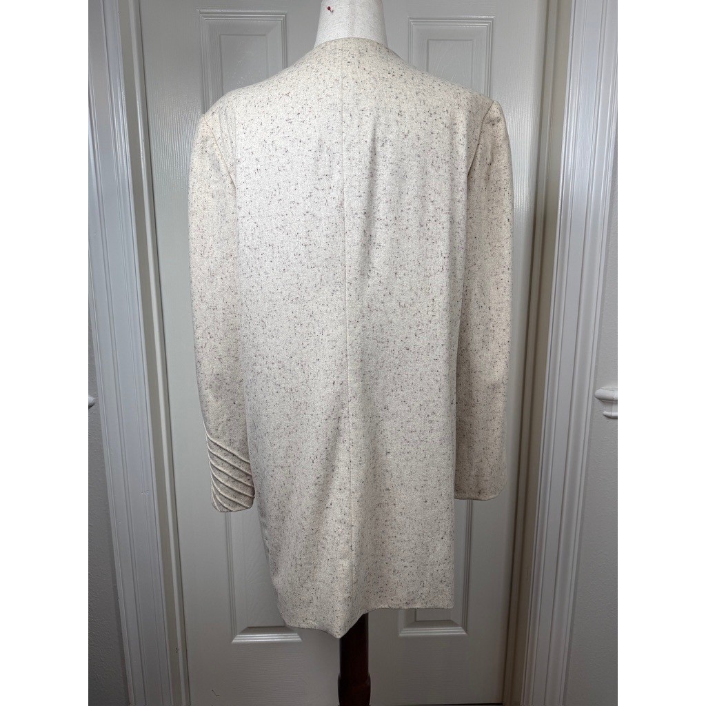 Bill Blass Neiman Marcus Vintage 90s Cream Speckled Cashmere Wool Coat Womens 14