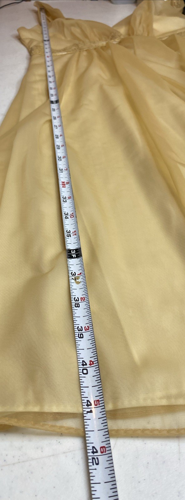 Vintage 50’s Vanity Fair Nightgown Double Nylon Tricot Beige Nude Lace 32