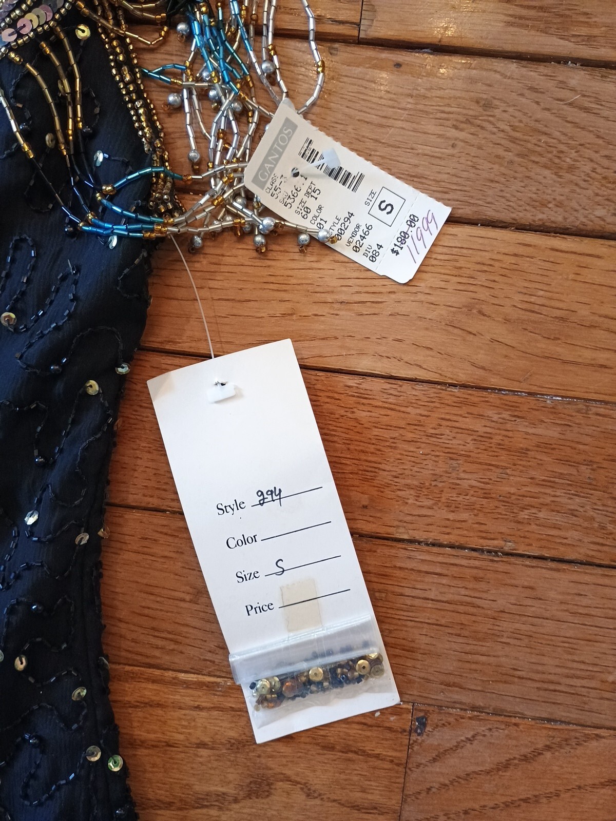 90’s Vintage Black Beaded And Sequin Knee Length Dress New With Tags