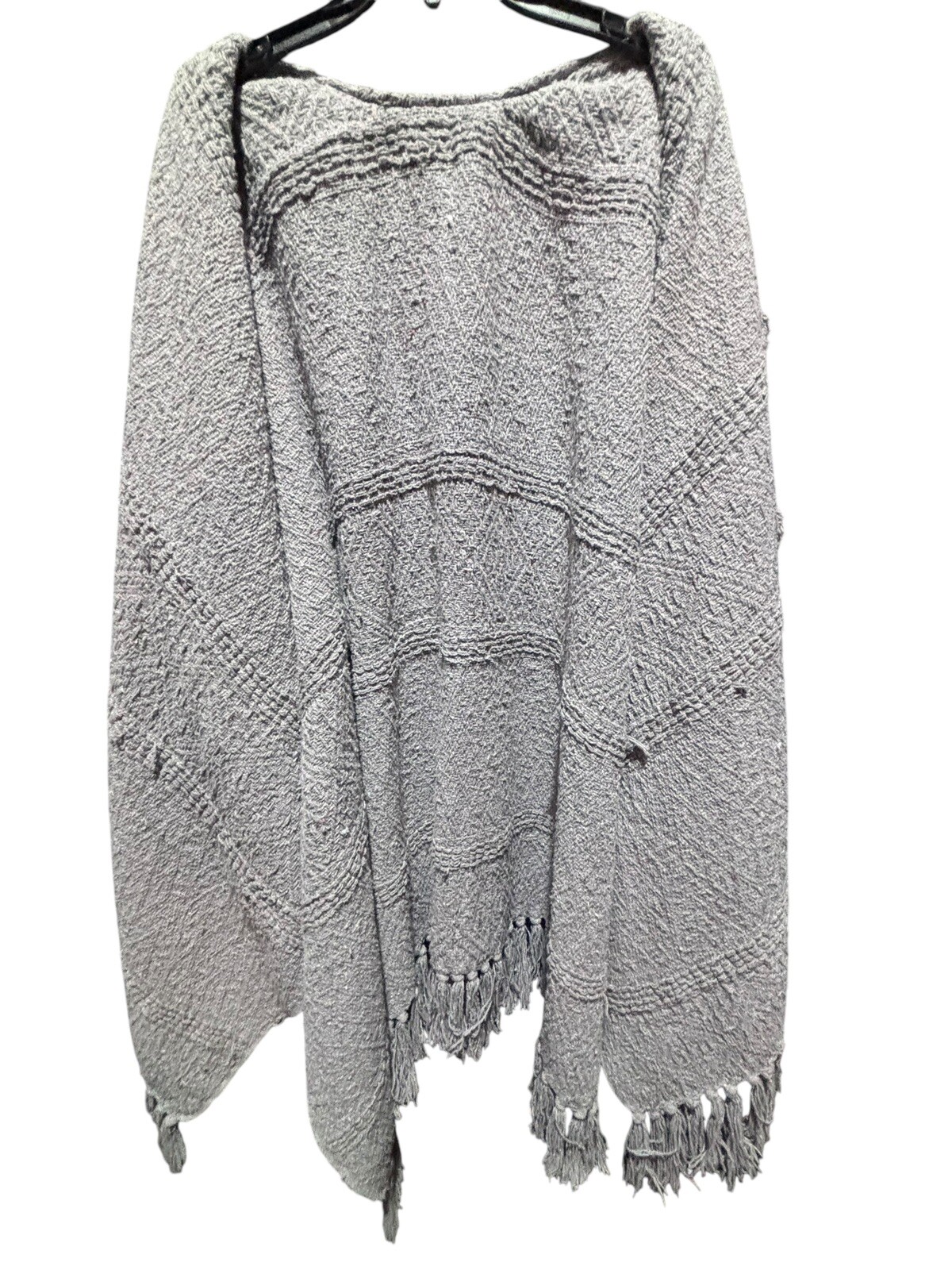 VTG Handmade Heavy Grey Poncho Unisex L Boho EUC
