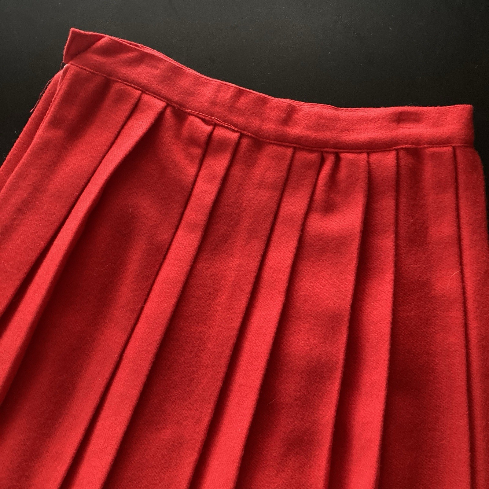 Vintage 50s 60s Penneys Red Wool Pleated Skirt Deadstock JC Penney Secretary