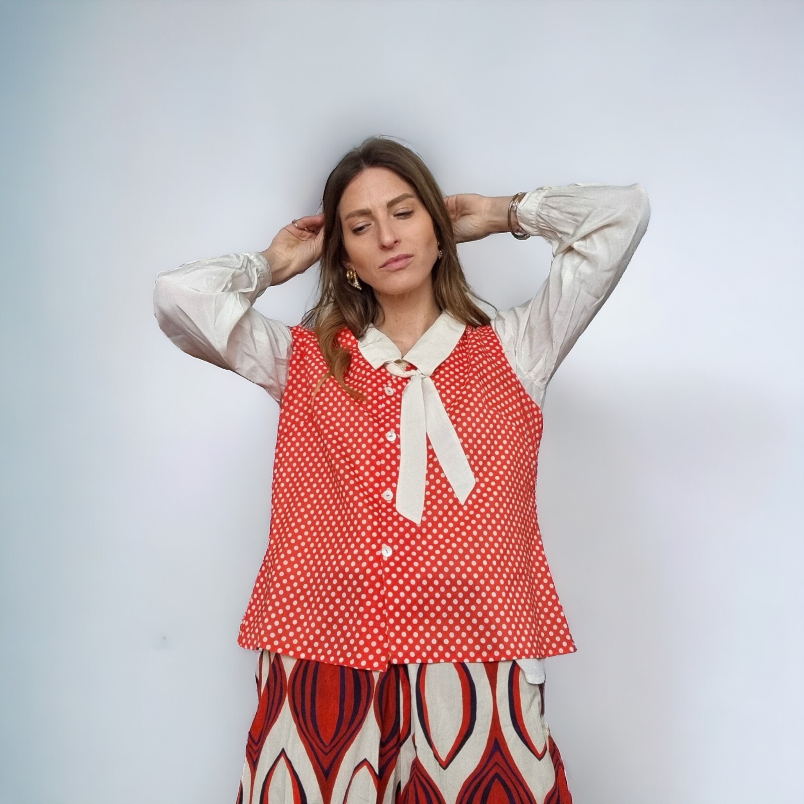 Women’s Red White Polka Dot Tank Top L