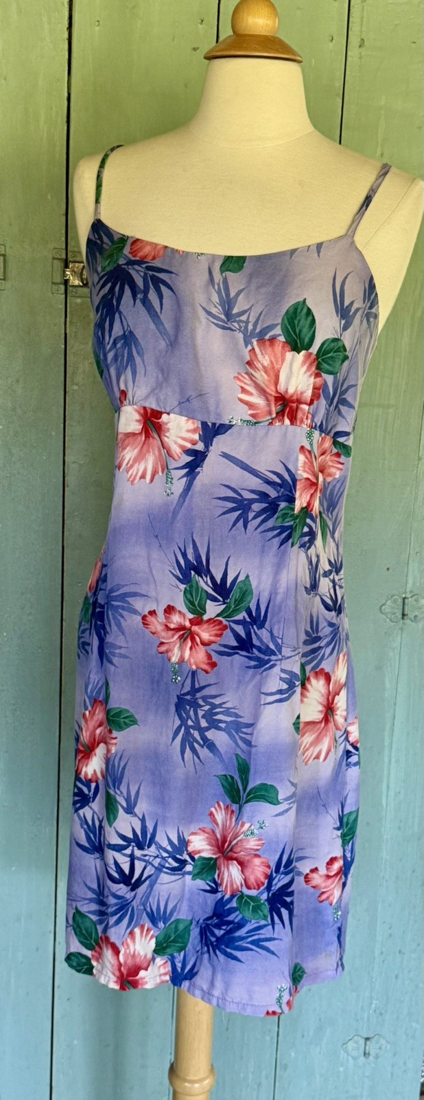 Jade Fashions Maid in Hawaii Purple Floral Rayon Sundress Strap L