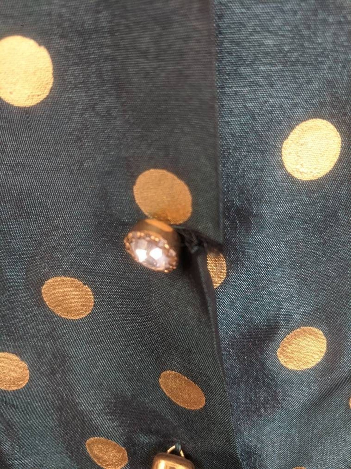 50s Dark Green Gold Polka Dot Dress Vintage Shirley Lee S M 36 28 New Old Stock